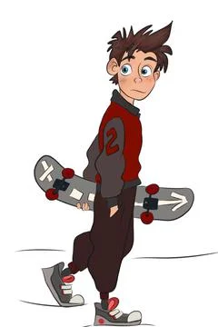 Boy with skateboard Stock Illustration