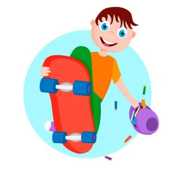 A boy with a skateboard in a jump. Stock Illustration