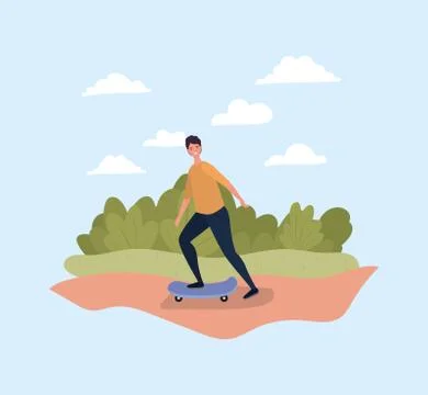 Boy on skateboard at park vector design Ilustración de archivo