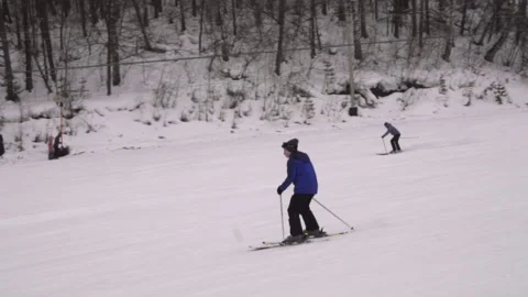 Boy skiing downhill Video stock 188549015