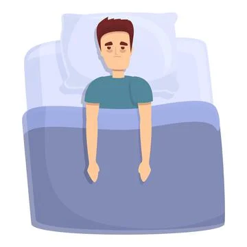 Boy sleep problem icon cartoon vector. Bed insomnia イラスト素材