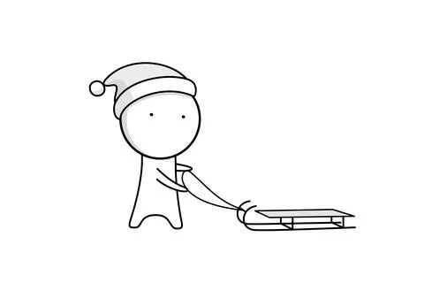 Boy with sleigh Stock Illustration