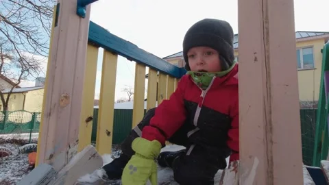 The Boy Slides On The Slide Slow Motion Stock Footage 168483176