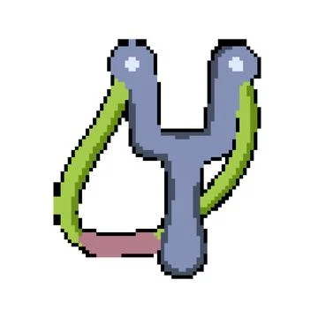 Boy slingshot pixel art vector illustration Stock Illustration
