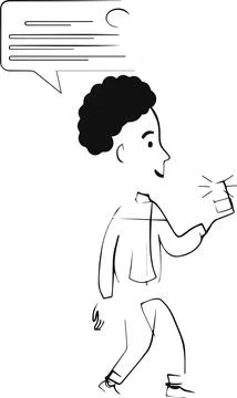 A boy with smart phone vector art Stock Illustration