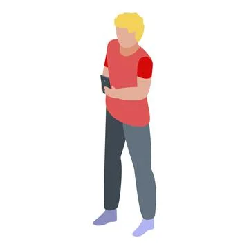 Boy smartphone programming icon, isometric style Stock-Illustration