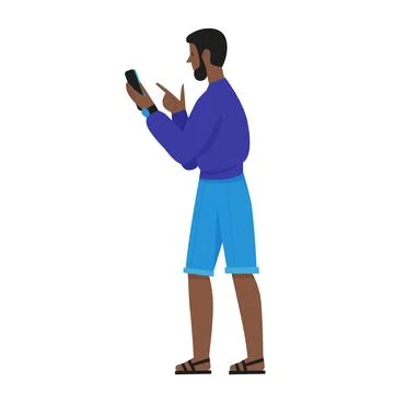 Boy with smartphone on video call Illustration