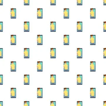 Boy in smartphone video call seamless pattern Illustrazione stock