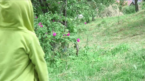 Boy smells a rose Stock Footage 24844683