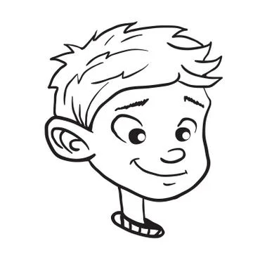 Boy smile1 black Stock Illustration