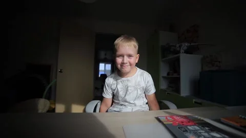 Boy smiles at camera Stock Footage 130515100