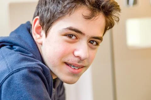 Boy smiling with braces Stock Photos