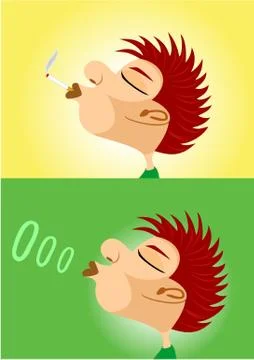 Boy smoking cigarette 스톡 일러스트