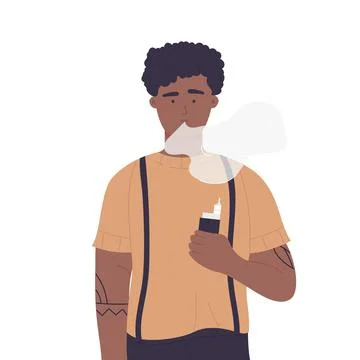 Boy smoking electronic cigarette イラスト素材