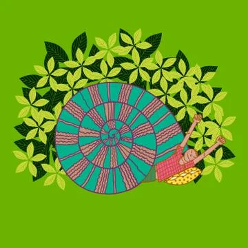 Boy with a snail shell Stock Illustration