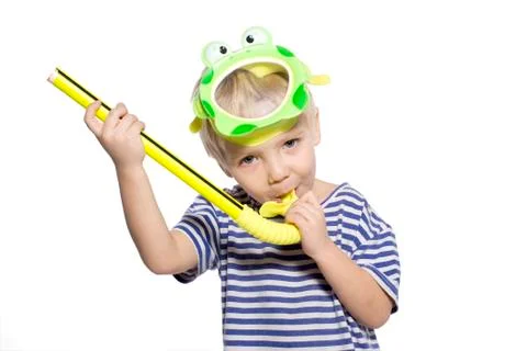 Boy with snorkel Stock Photos