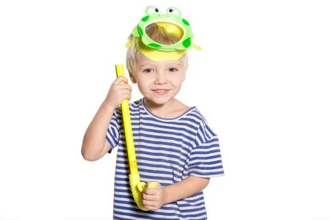 Boy with snorkel Stock Photos