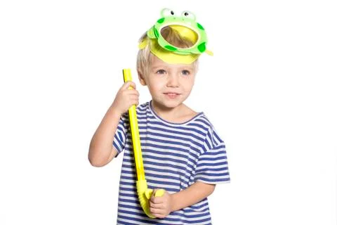 Boy with snorkel Stock Photos