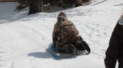 Boy in the Snow Stock Footage 35438441