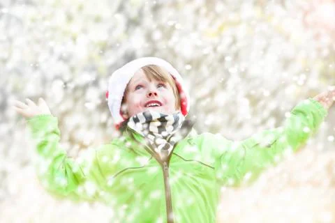 Boy in the snow Stock Photos