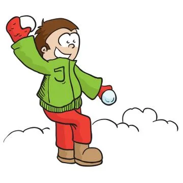 Boy with snowball Stock Illustration