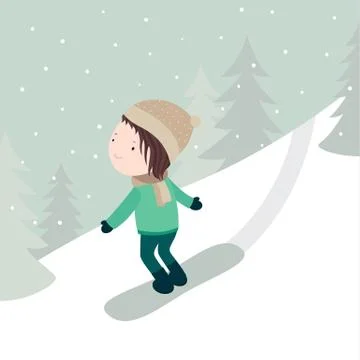 Boy Snowboarding Stock Illustration