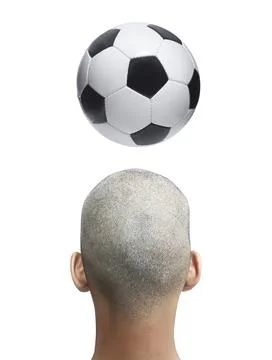 The boy. soccer ball on his head Stock Photos