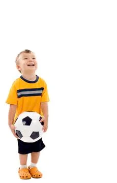 Boy with Soccer 库存照片