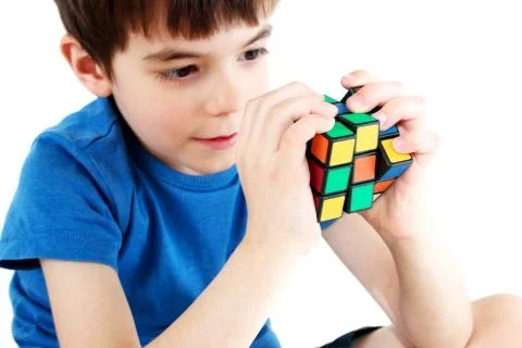 Boy solving a problem Stock Photos