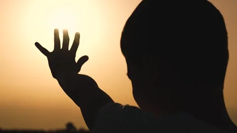 Boy son child hand prayer sun ask to pray sky man faith, happy family, children Stock Footage 276883050