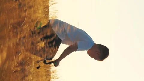 Boy son legs are pedaling bicycle, child rolling bicycle sunset, happy family Stock Footage 282678066