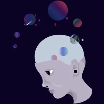 The boy in space. Design for postcards, clothes, stationery.. Stock Illustration
