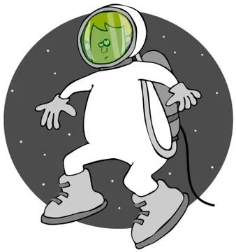 Boy on a space walk Stock Illustration