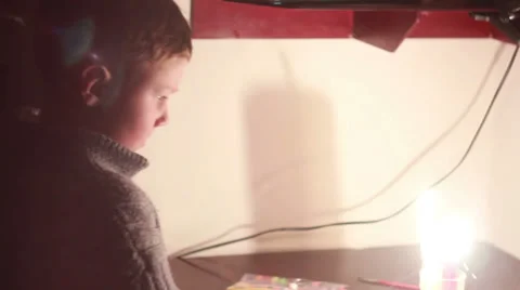 Boy With Sparkler Stock Footage 33598797