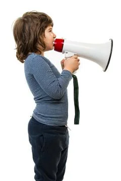 Boy speaking in megaphone Fotos Stock