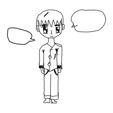 Boy with speech bubble vector illustration sketch doodle hand drawn with blac Stock Illustration
