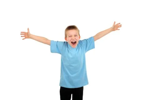 Boy spread hands Stock Photos