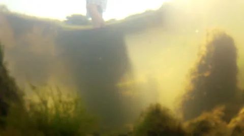 Boy Standing Outside of Tide Pool Stock Footage 40432133