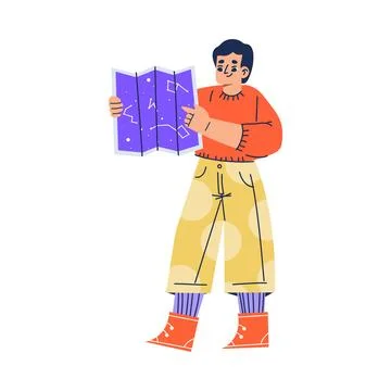 Boy Standing with Planet Map Exploring Space and Galaxy Vector Illustration Stock Illustration