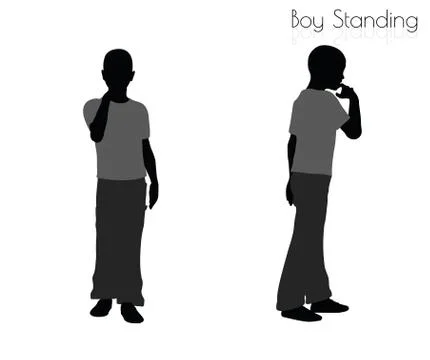 Boy in Standing pose on white background Stock Illustration