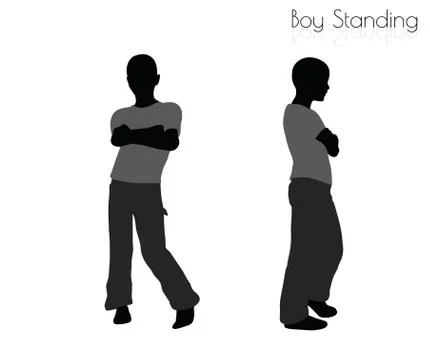 Boy in Standing pose on white background Stock Illustration