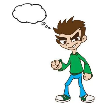 Boy standing with thought bubble Stock Illustration