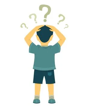 Boy Standing Turn Back with Confused Feeling Stock Illustration