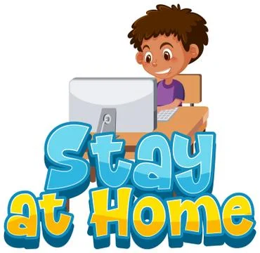 Boy stay at home to avoid spreading corona virus Stock Illustration