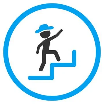 Boy Steps Upstairs Rounded Icon Illustrazione stock