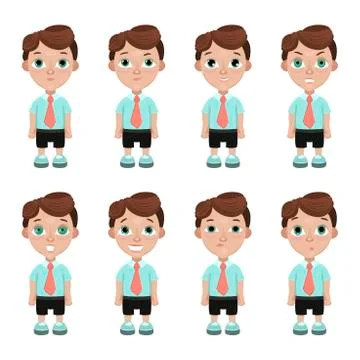 Boy student emotions. Vector illustration Stock Illustration