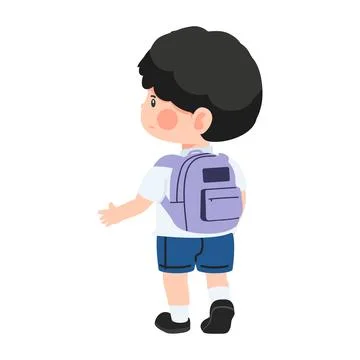Boy student going back to school Illustrazione stock