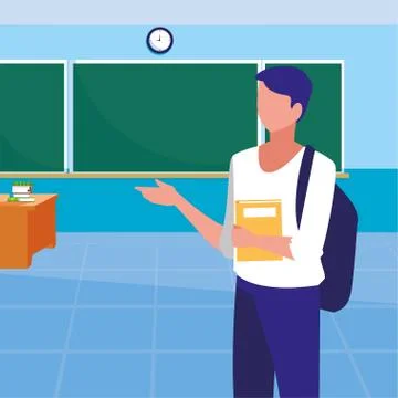 Boy student inside school classroom vector design Stock Illustration
