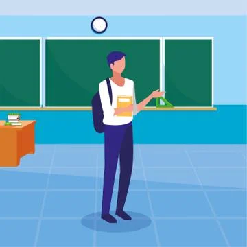 Boy student inside school classroom vector design Stock Illustration