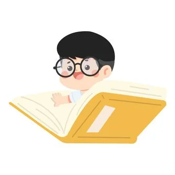 Boy student reading book for school education and learning concept Stock Illustration
